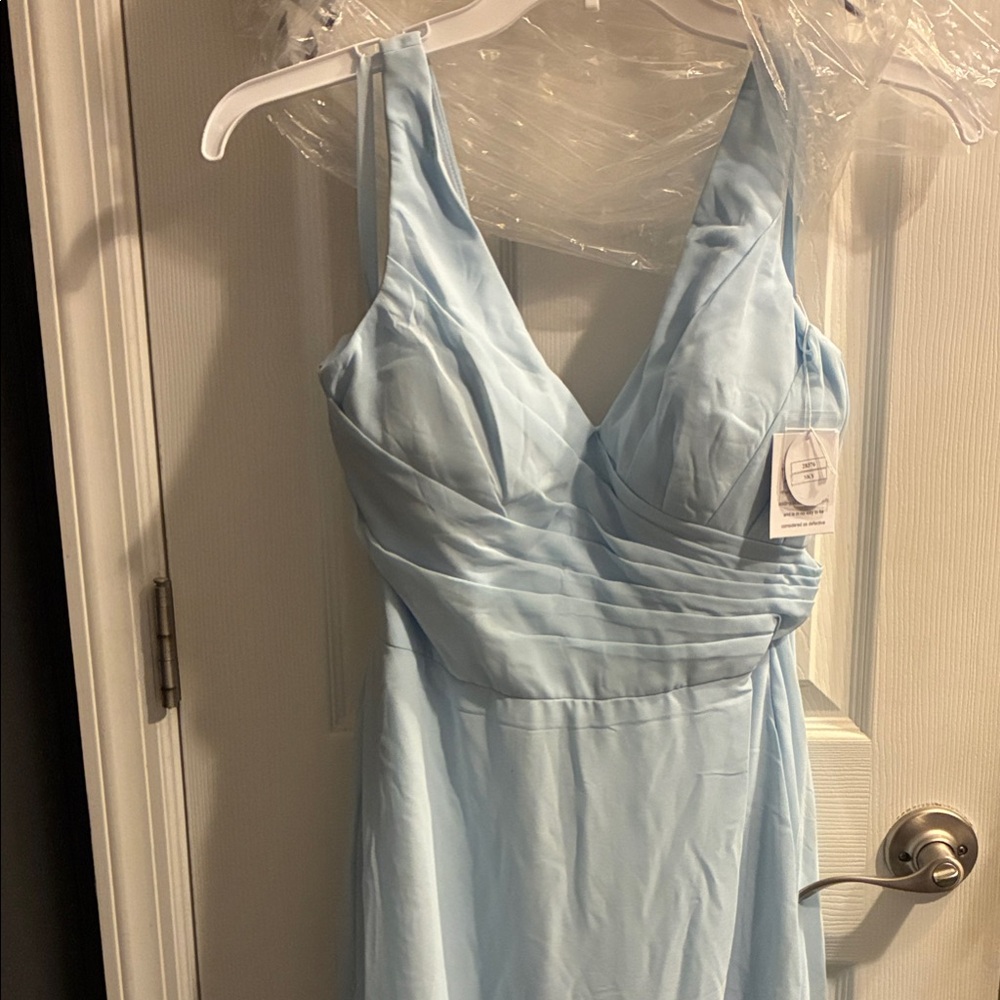 Sky Blue Gentle V Neckline Dres